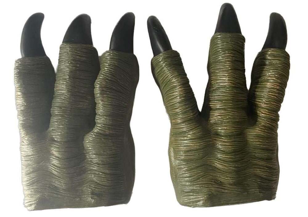 Dinosaur Raptor Rubber Claw Costume Gloves - Green
